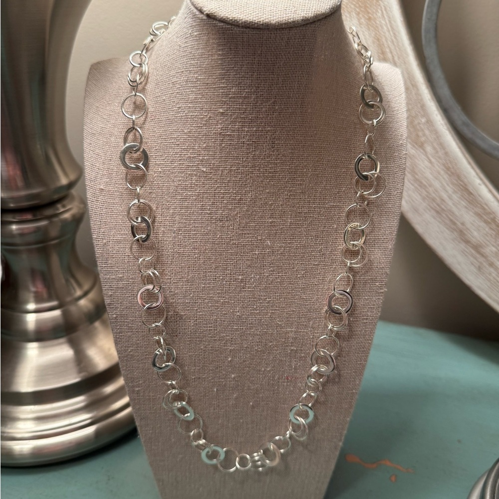 Sterling silver circle link necklace 24”